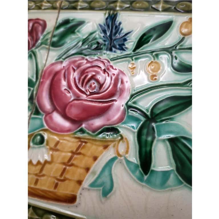 1 Set '2 Tiles' from the 17 Sets Art Nouveau Relief Tiles, Morialmé, 1900