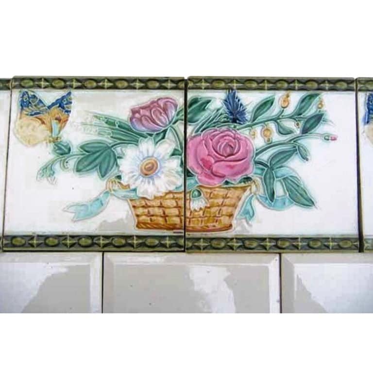 1 Set '2 Tiles' from the 17 Sets Art Nouveau Relief Tiles, Morialmé, 1900