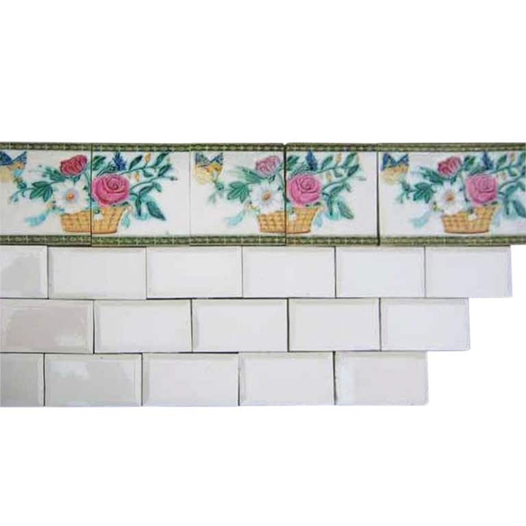 1 Set '2 Tiles' from the 17 Sets Art Nouveau Relief Tiles, Morialmé, 1900