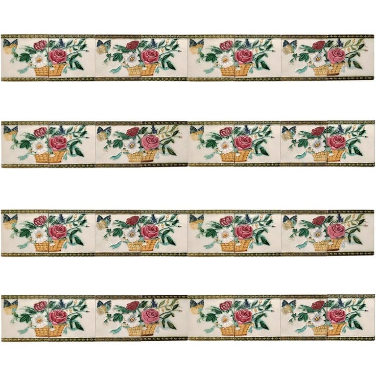 1 Set '2 Tiles' from the 17 Sets Art Nouveau Relief Tiles, Morialmé, 1900