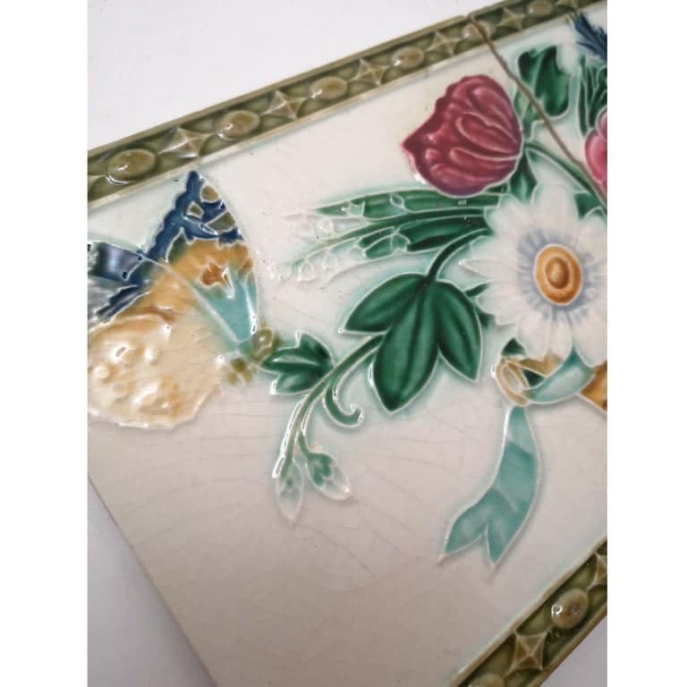 1 Set '2 Tiles' from the 17 Sets Art Nouveau Relief Tiles, Morialmé, 1900