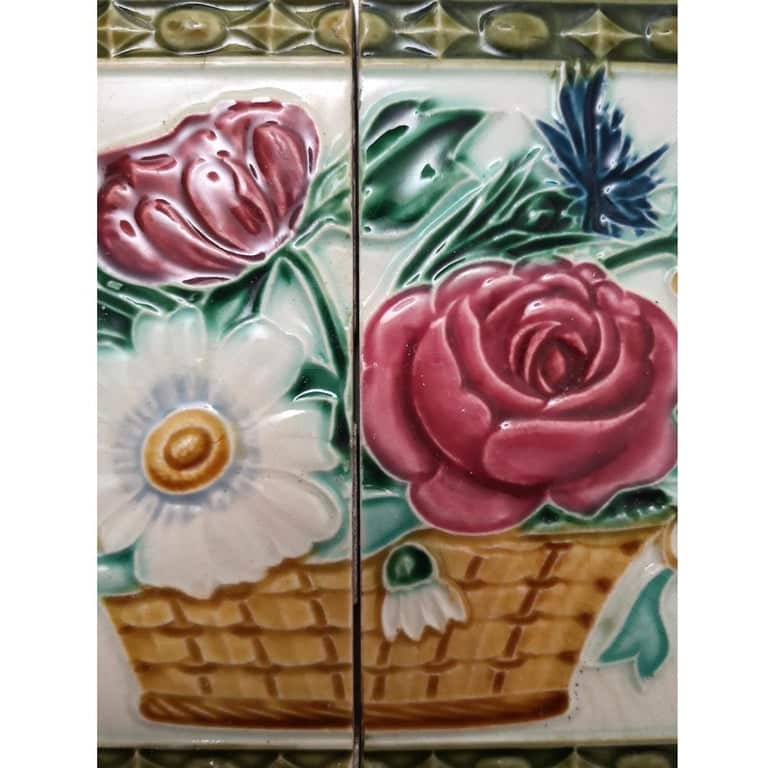 1 Set '2 Tiles' from the 17 Sets Art Nouveau Relief Tiles, Morialmé, 1900