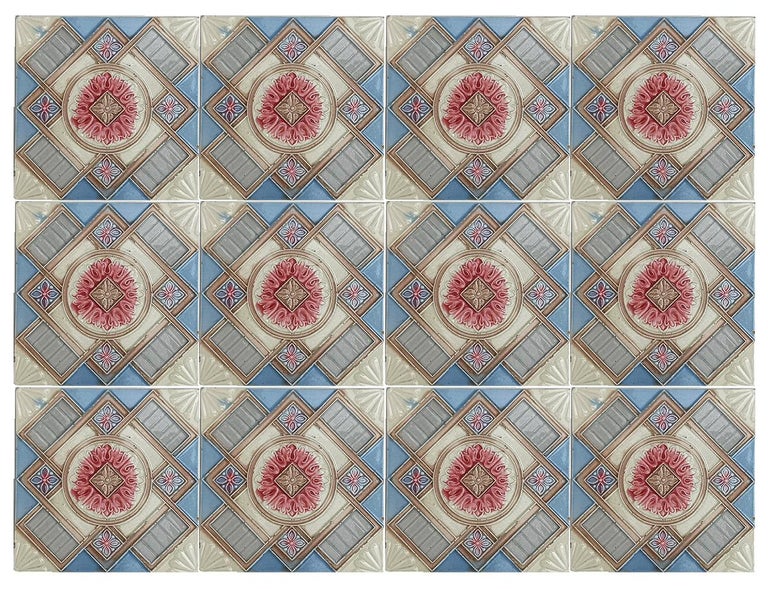 1 of the 13 Glazed Relief Tiles Produits Céramiques de la Dyle, circa 1930