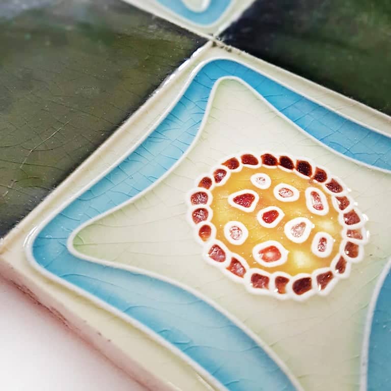 Set of 9 Glazed Art Deco Relief Tiles, Muster, 1930s
