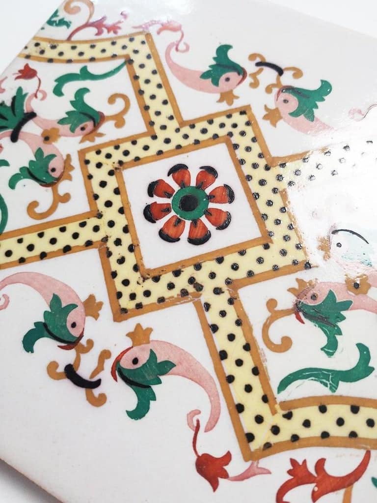 1 of the 20 Pcs Antique Ceramic Tiles with Fish by Onda Spain, circa 1900