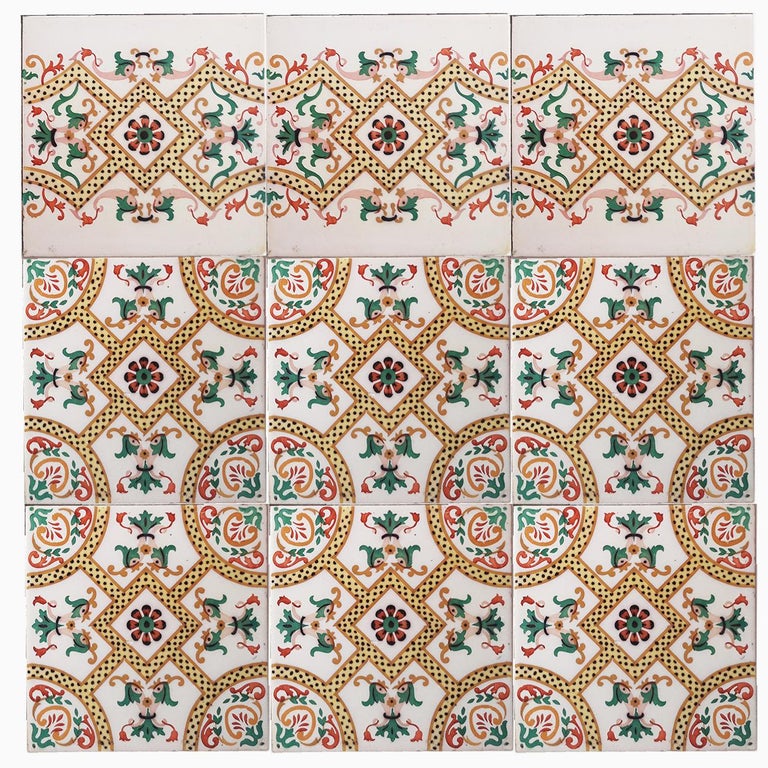 1 of the 20 Pcs Antique Ceramic Tiles with Fish by Onda Spain, circa 1900