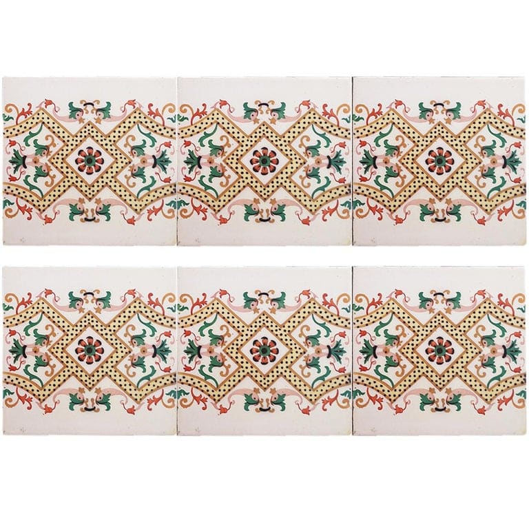 1 of the 20 Pcs Antique Ceramic Tiles with Fish by Onda Spain, circa 1900