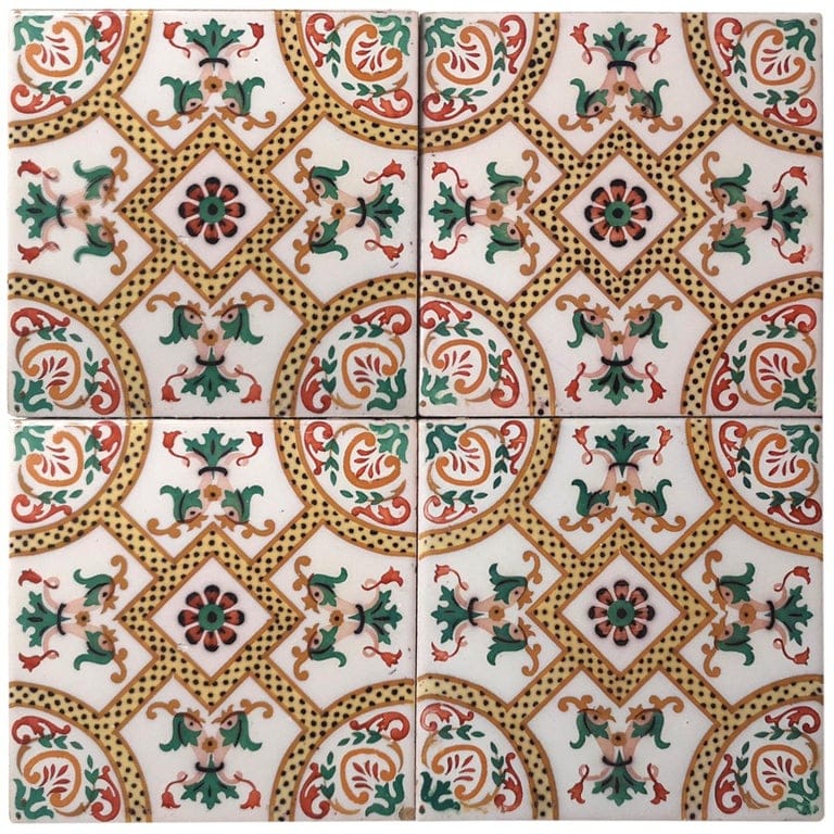 1 of the 20 Pcs Antique Ceramic Tiles with Fish by Onda Spain, circa 1900