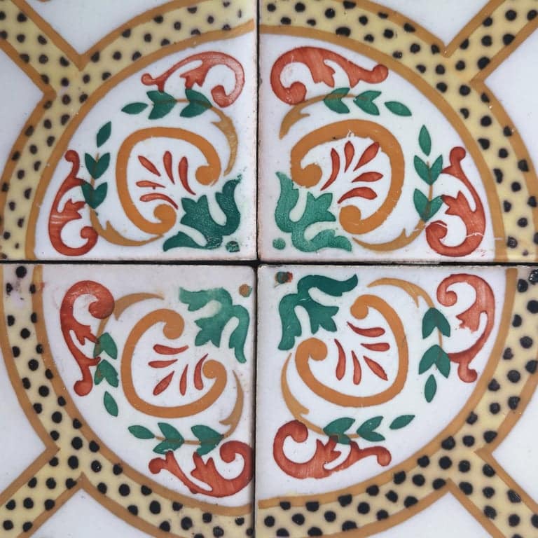 1 of the 20 Pcs Antique Ceramic Tiles with Fish by Onda Spain, circa 1900