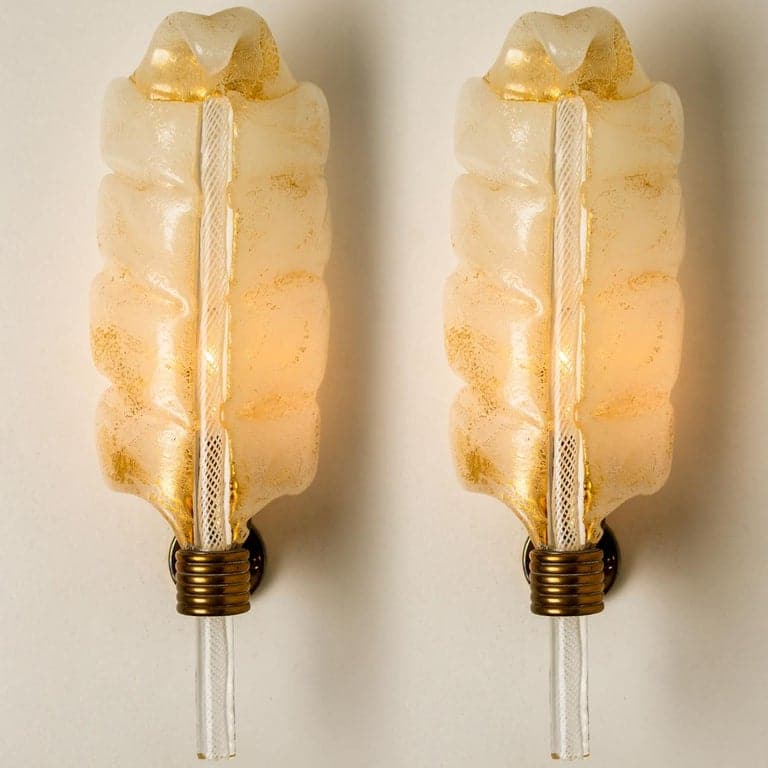 Pair of Wall Scones Barovier & Toso Gold Murano Glass, Italy, 1960
