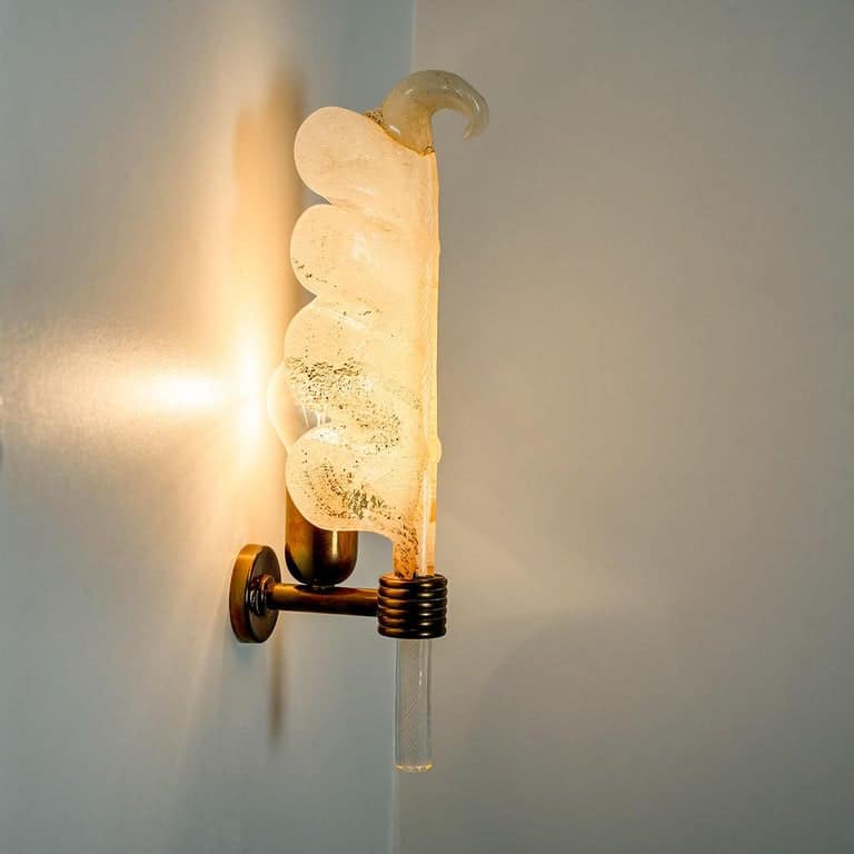 Pair of Wall Scones Barovier & Toso Gold Murano Glass, Italy, 1960