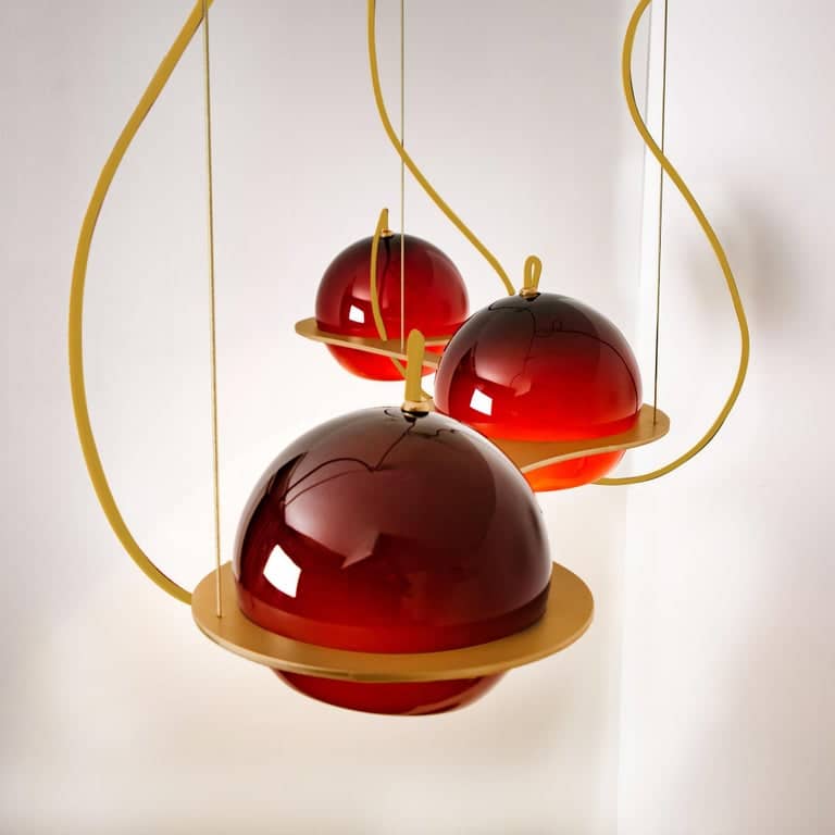 Organic Hand Blown 3-Glass Boules Eye Light Fixture