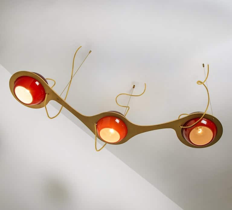 Organic Hand Blown 3-Glass Boules Eye Light Fixture
