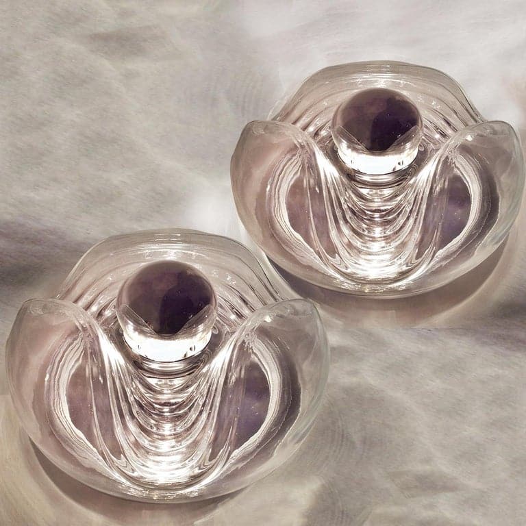 Several Koch & Lowy Clear Glass Wall Sconces or Lights by Peill Putzler