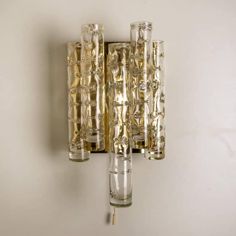Pair of Doria Wall Lamps in Brass and Glass, 1960s