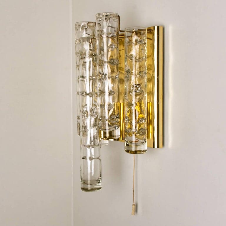 Pair of Doria Wall Lamps in Brass and Glass, 1960s