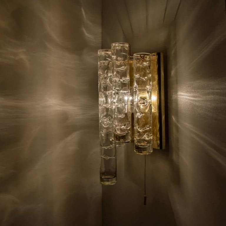 Pair of Doria Wall Lamps in Brass and Glass, 1960s