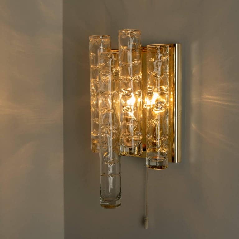Pair of Doria Wall Lamps in Brass and Glass, 1960s