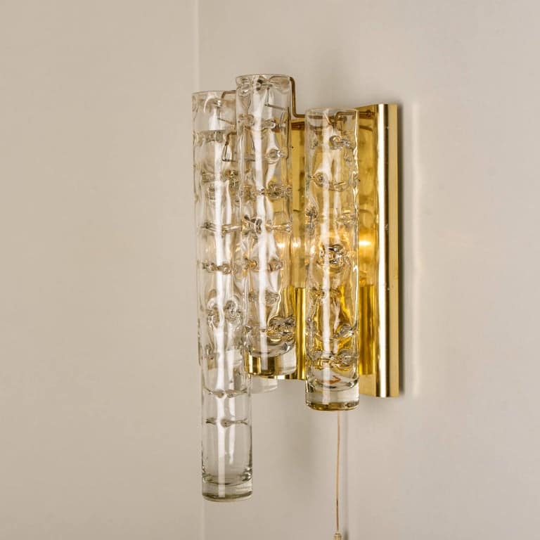 Pair of Doria Wall Lamps in Brass and Glass, 1960s