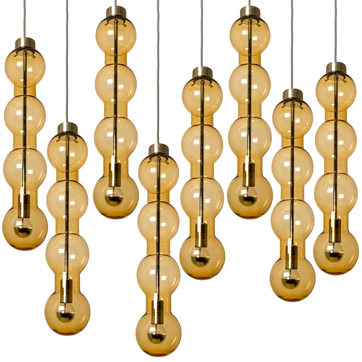 Several Glass Amber Pedant Lights, Doria, 1960s