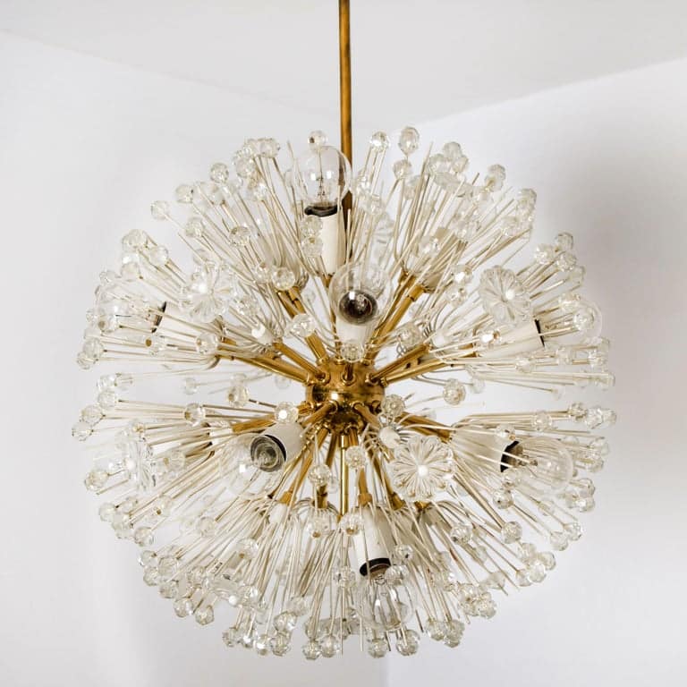 Pair of Fabulous Emil Stejnar Snowball Orbit Sputnik Chandeliers, Austria