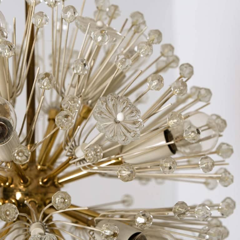Pair of Fabulous Emil Stejnar Snowball Orbit Sputnik Chandeliers, Austria