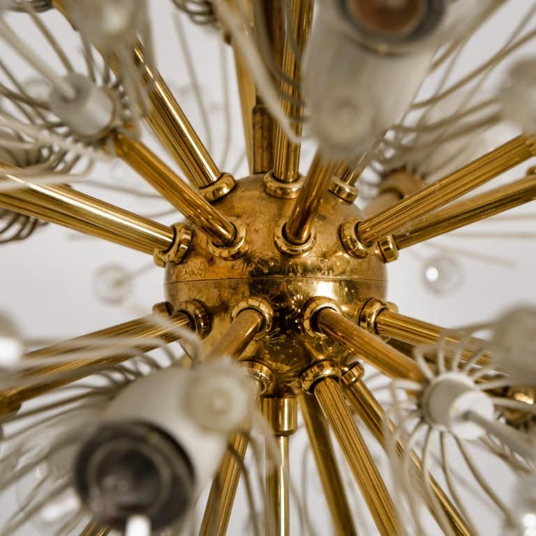 Pair of Fabulous Emil Stejnar Snowball Orbit Sputnik Chandeliers, Austria