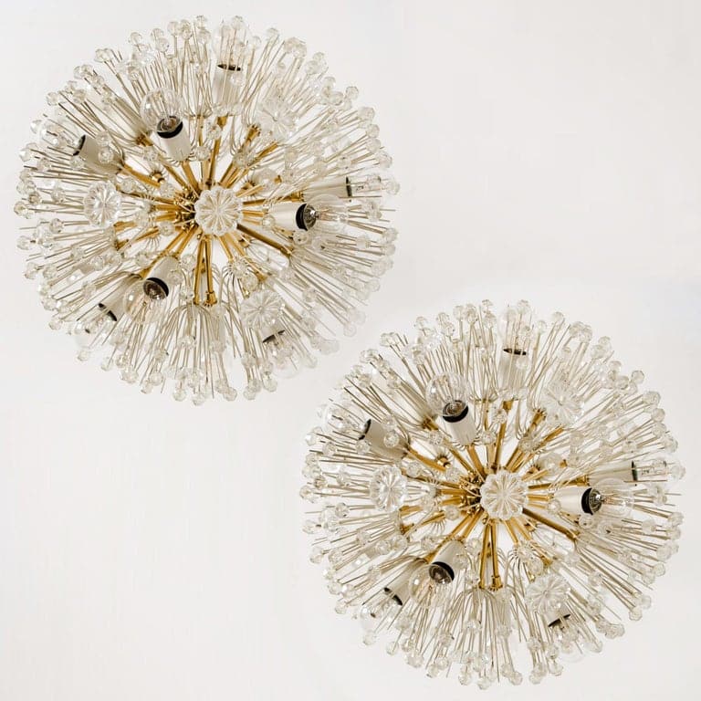 Pair of Fabulous Emil Stejnar Snowball Orbit Sputnik Chandeliers, Austria