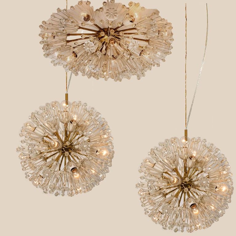 Set of 3 Fabulous Emil Stejnar Snowball Orbit Sputnik Light Fixtures, Austria