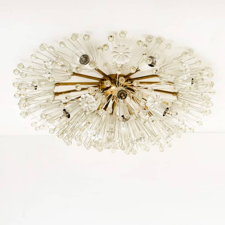 Pair of Large Emil Stejnar Snowball Orbit Sputnik Flushmount, Austria, 1950s