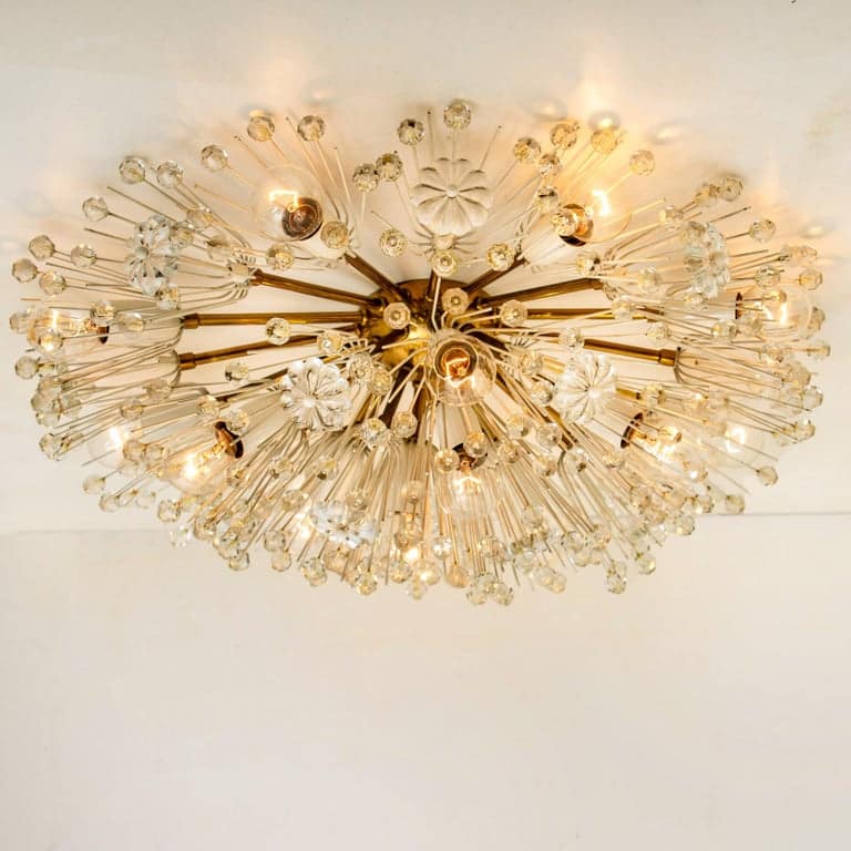 Pair of Large Emil Stejnar Snowball Orbit Sputnik Flushmount, Austria, 1950s