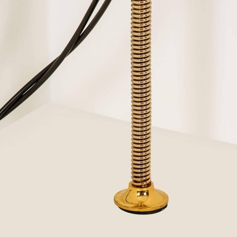 Florian Schulz Double Ball Brass Arc Floor Lamp, Height Adjustable, 1970