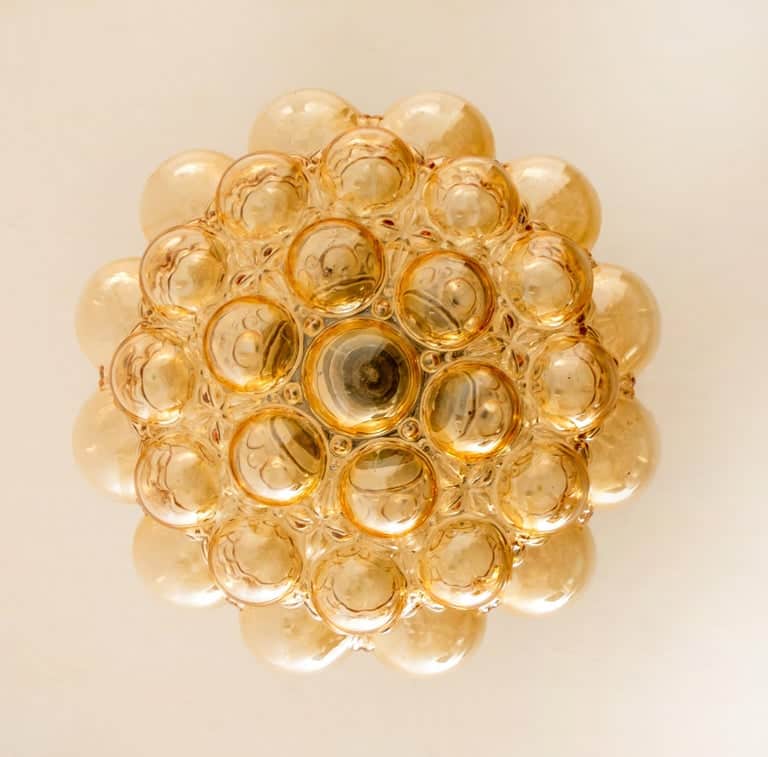 Amber Bubble Glass Pendant Lamp by Helena Tynell, 1960
