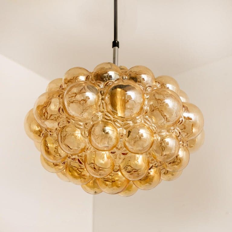 Amber Bubble Glass Pendant Lamp by Helena Tynell, 1960