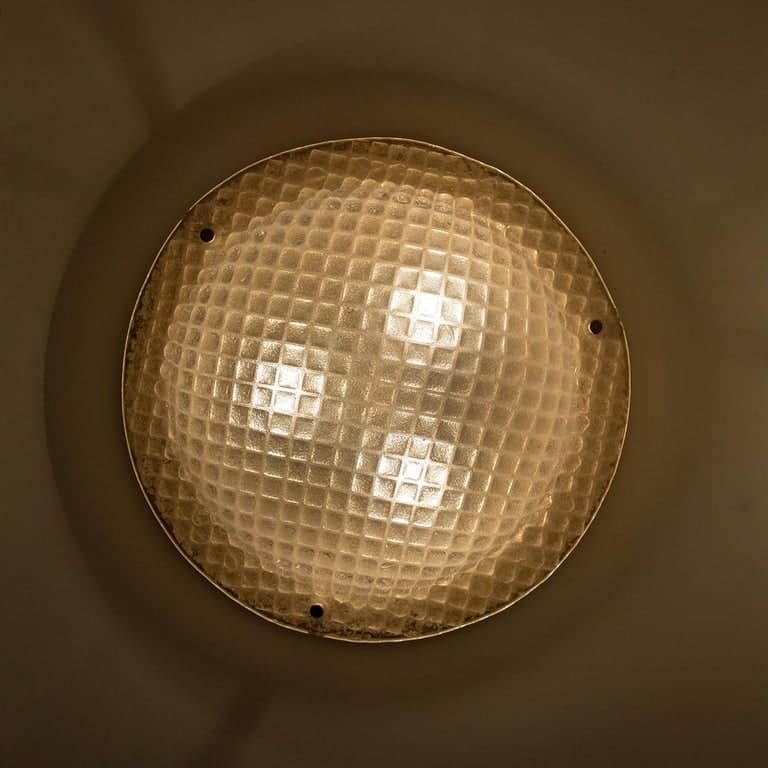 1 of the 4 Textured Murano Flush Mount / Wall Light by Hillebrand, 1970