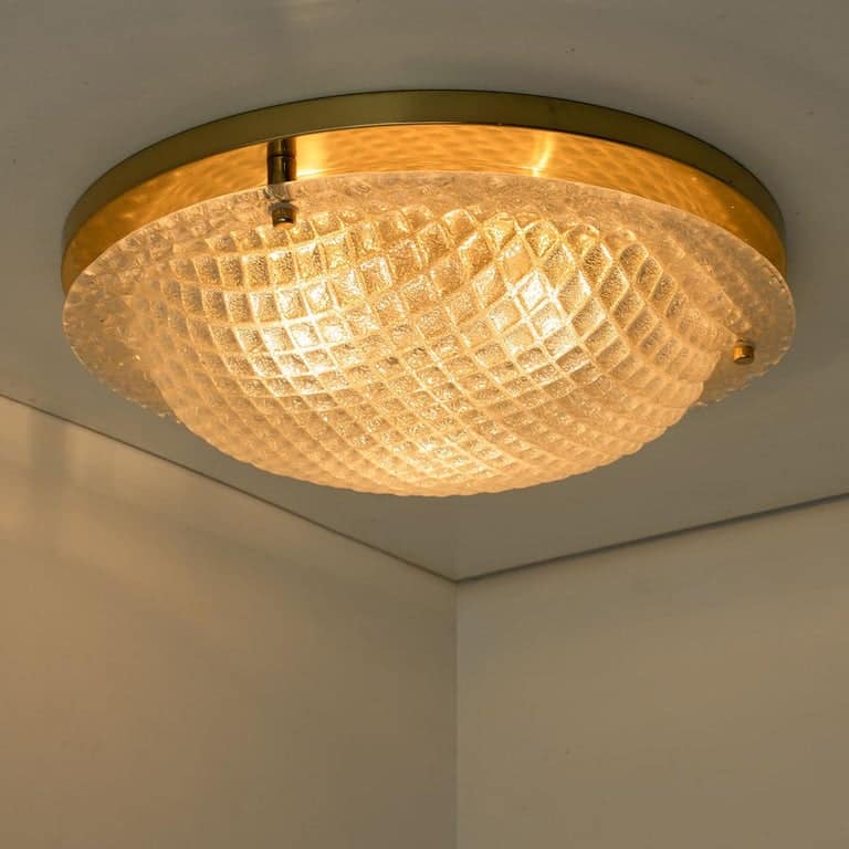 1 of the 4 Textured Murano Flush Mount / Wall Light by Hillebrand, 1970