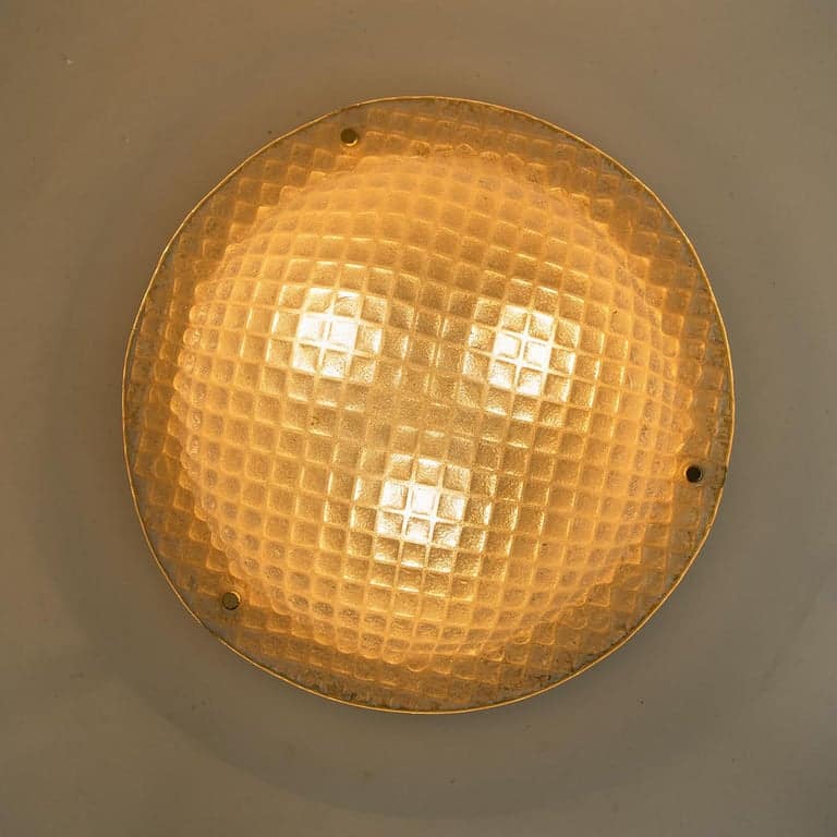 1 of the 4 Textured Murano Flush Mount / Wall Light by Hillebrand, 1970