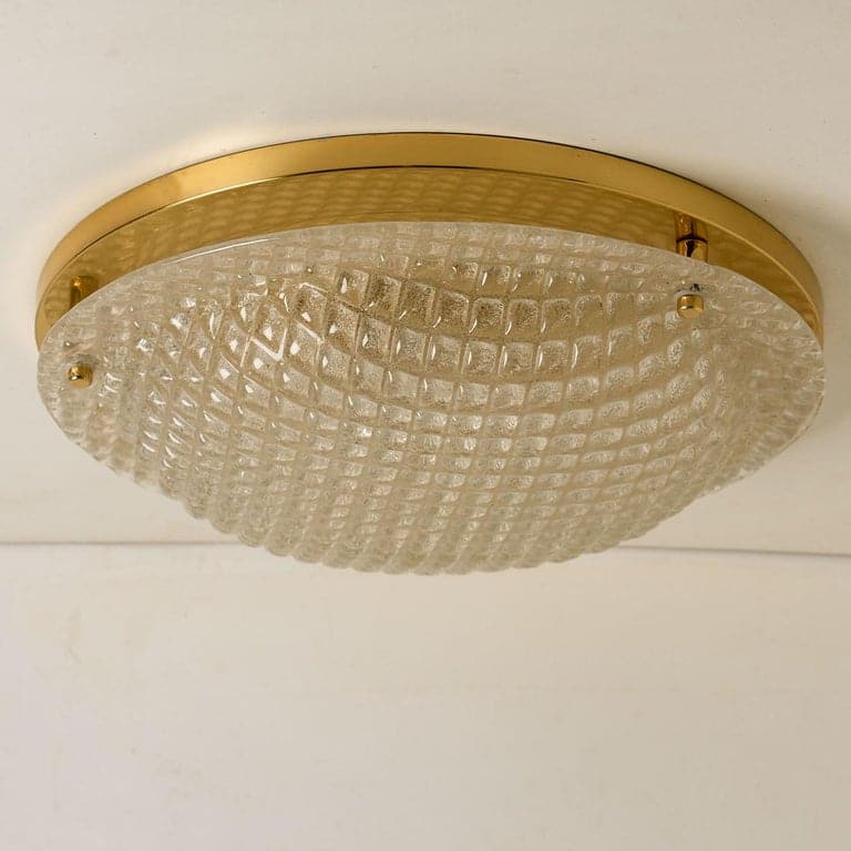 1 of the 4 Textured Murano Flush Mount / Wall Light by Hillebrand, 1970