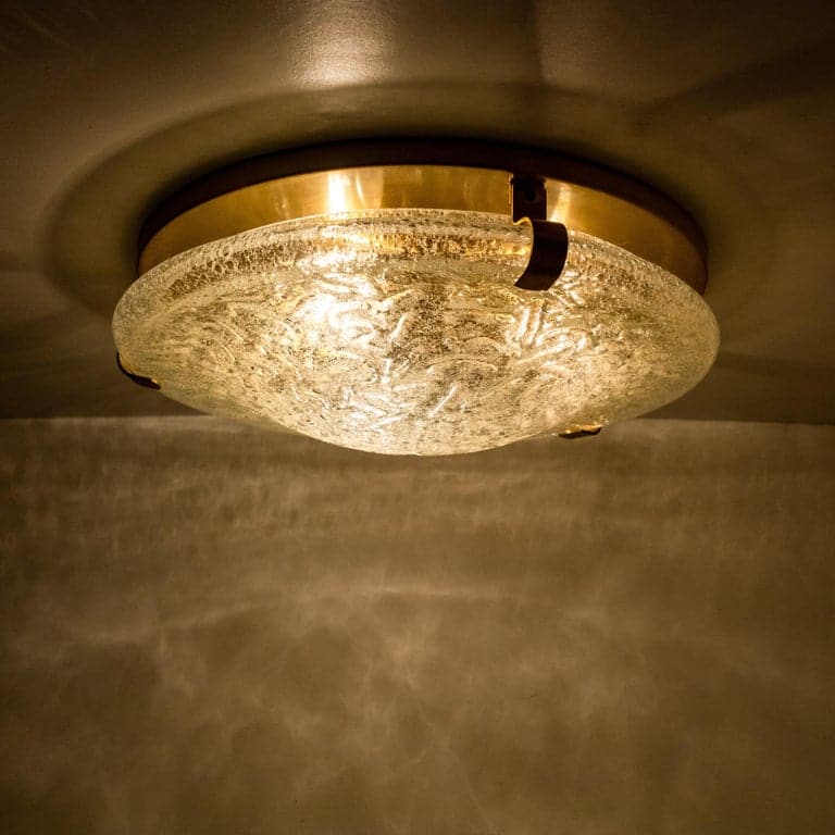 1 of the 2 Thick Blown Glass Flush Mounts Wall Lights, 1960