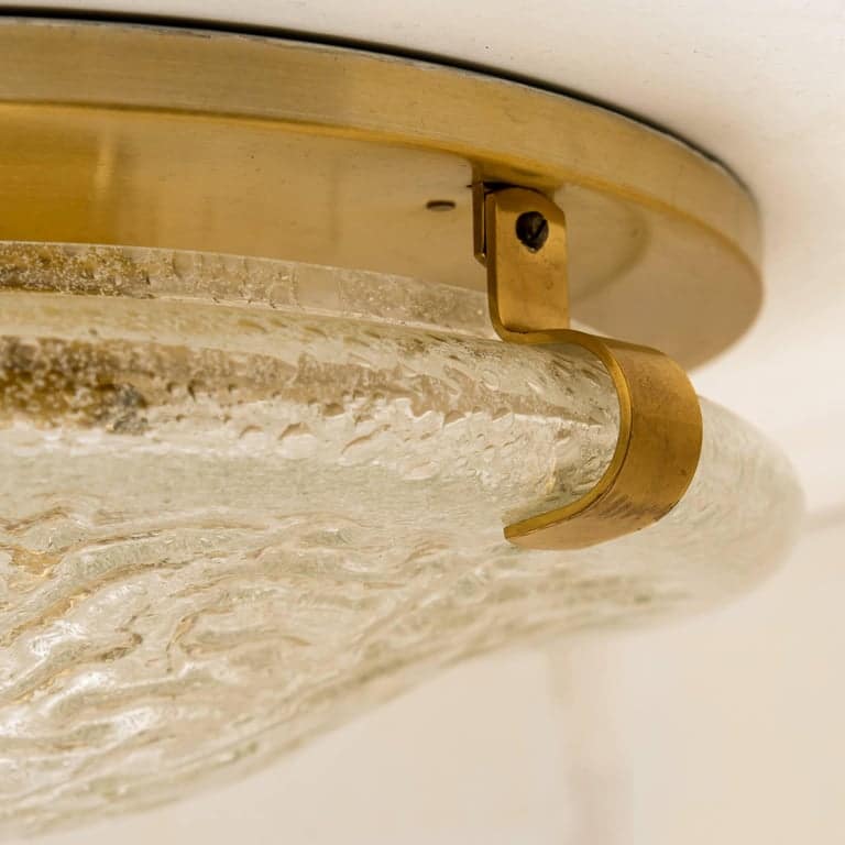 1 of the 2 Thick Blown Glass Flush Mounts Wall Lights, 1960
