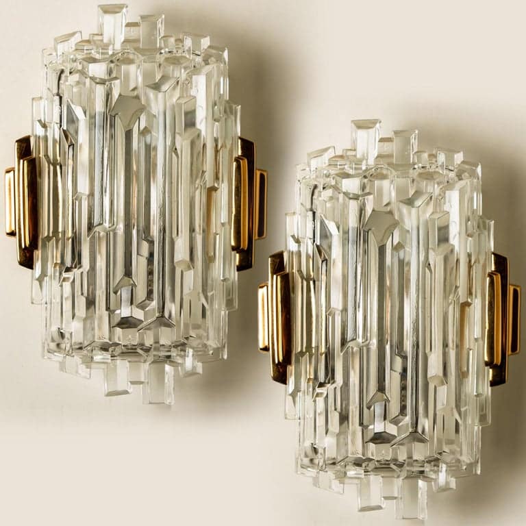 Pair of of Icicle Glass Wall Sconces /Lights, 1960s