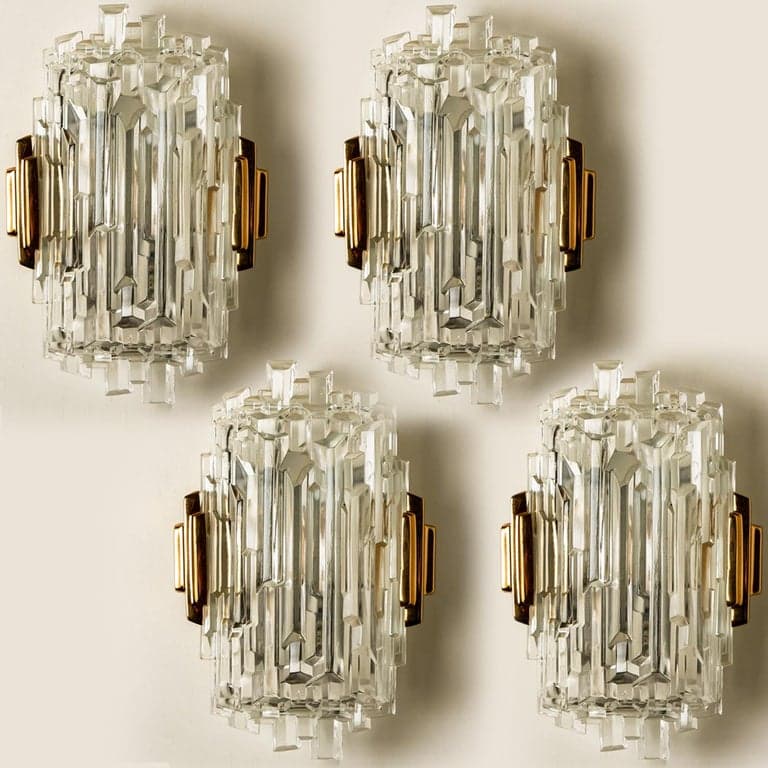 Pair of of Icicle Glass Wall Sconces /Lights, 1960s