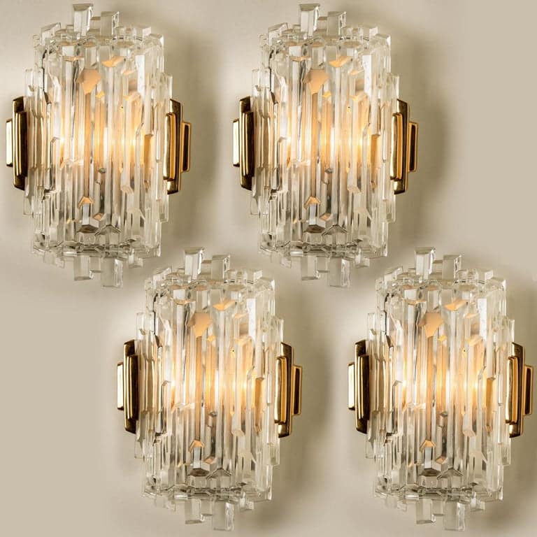 Pair of of Icicle Glass Wall Sconces /Lights, 1960s