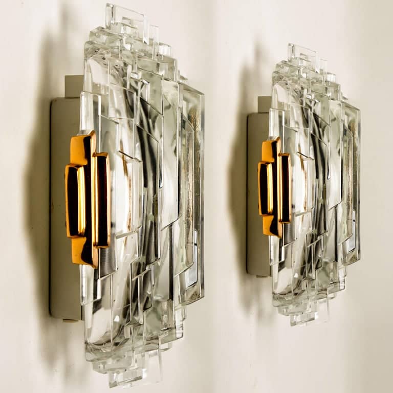 Pair of of Icicle Glass Wall Sconces /Lights, 1960s