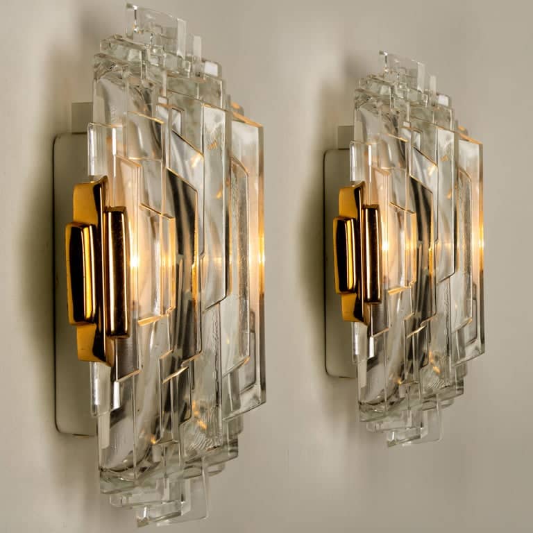 Pair of of Icicle Glass Wall Sconces /Lights, 1960s