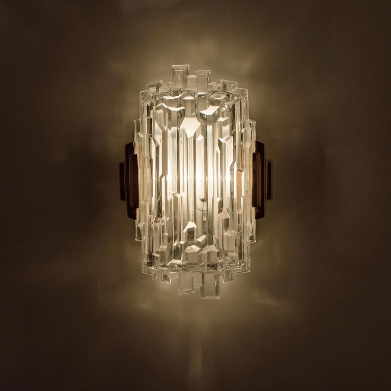 Pair of of Icicle Glass Wall Sconces /Lights, 1960s