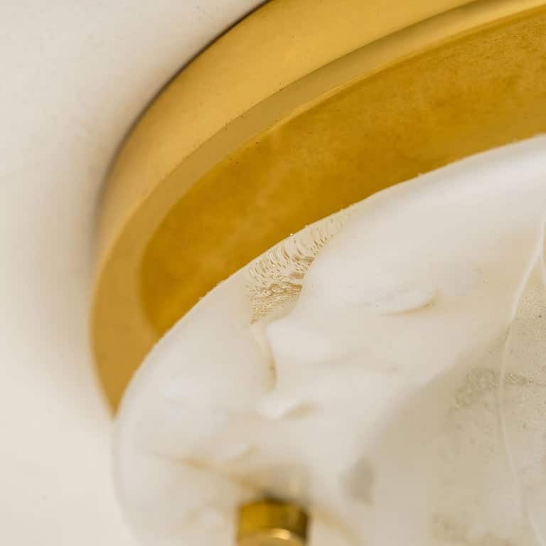 Brass and Blown Murano Glass Wall Light or Flush Mount, 1960s