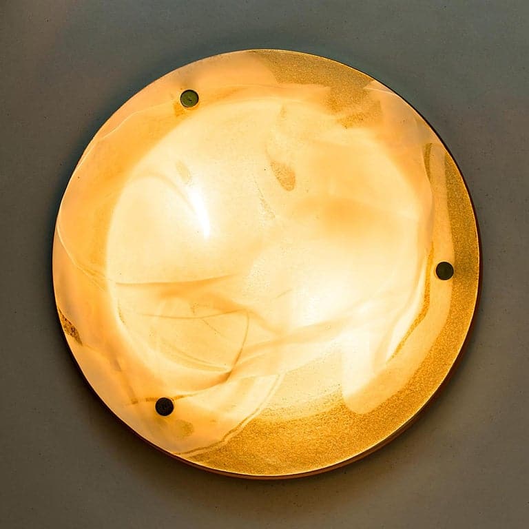 Brass and Blown Murano Glass Wall Light or Flush Mount, 1960s