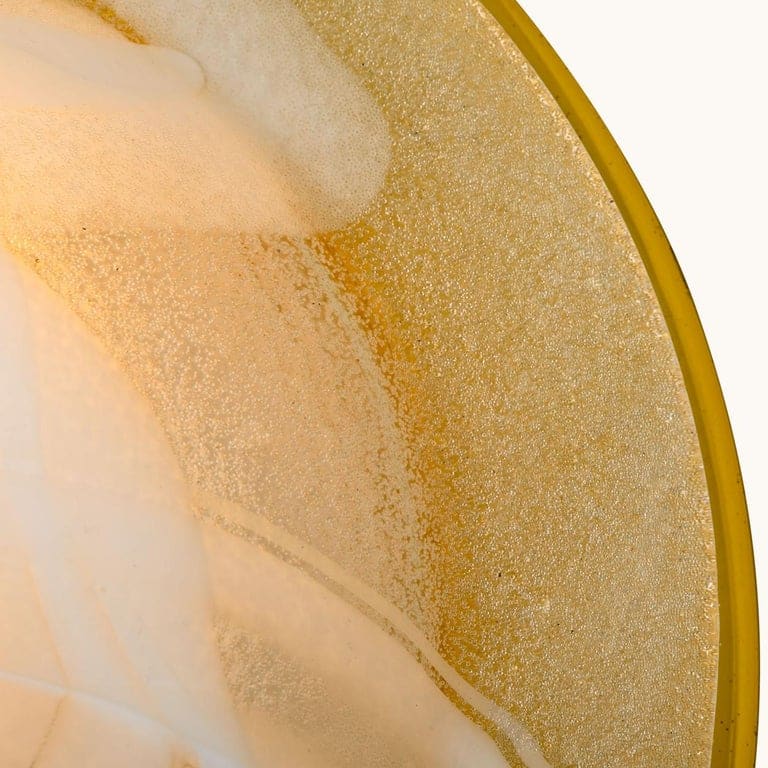 Brass and Blown Murano Glass Wall Light or Flush Mount, 1960s