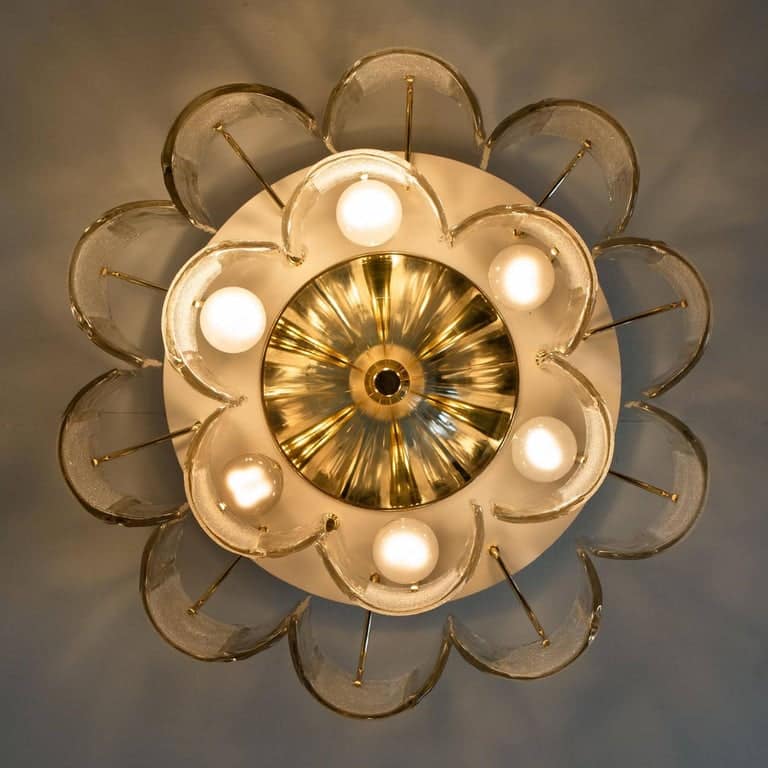1 of the 3 Extra Large Massive Glass Brass Flush Mounts in the Style of Kalmar